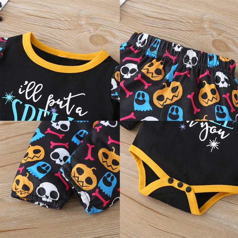 

Baby Boy Girl Clothes Set 3Pcs Autumn Newborn Letter Print Long Sleeve Romper Trousers Headband Outfits
