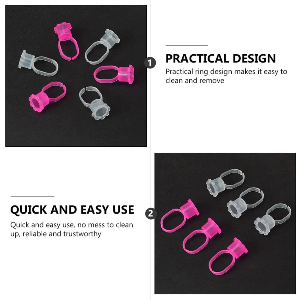 

100pcs Embroidered Tattoos Ring Cup Eyelash Pigment Cup Ring Makeup Supplies