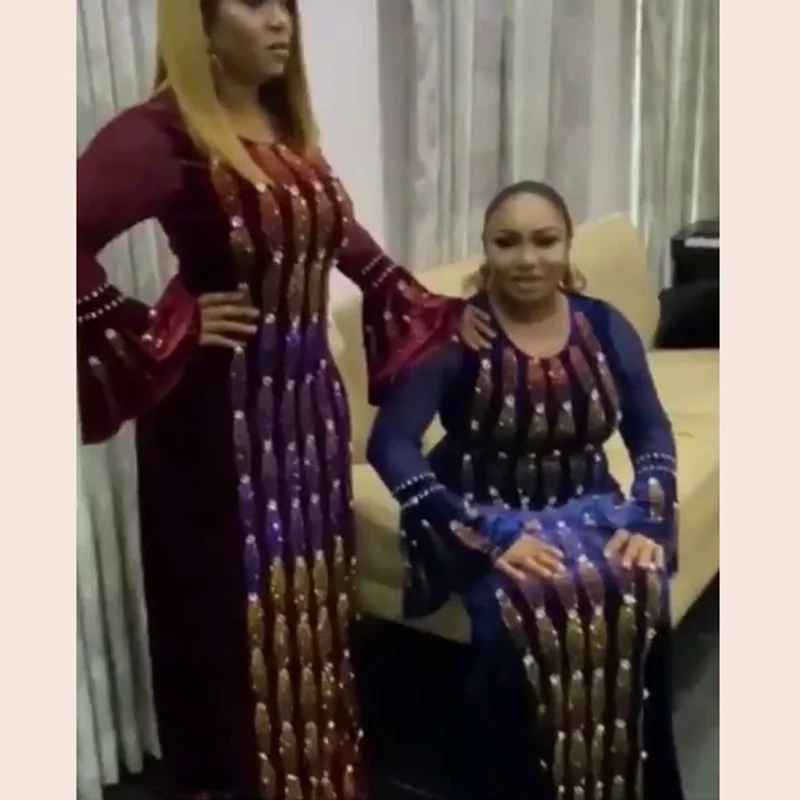 

Autumn Winter Velvet Africa Clothing Muslim Long Maxi Dress High Quality Fashion African Dress Lady African Dresses For Women