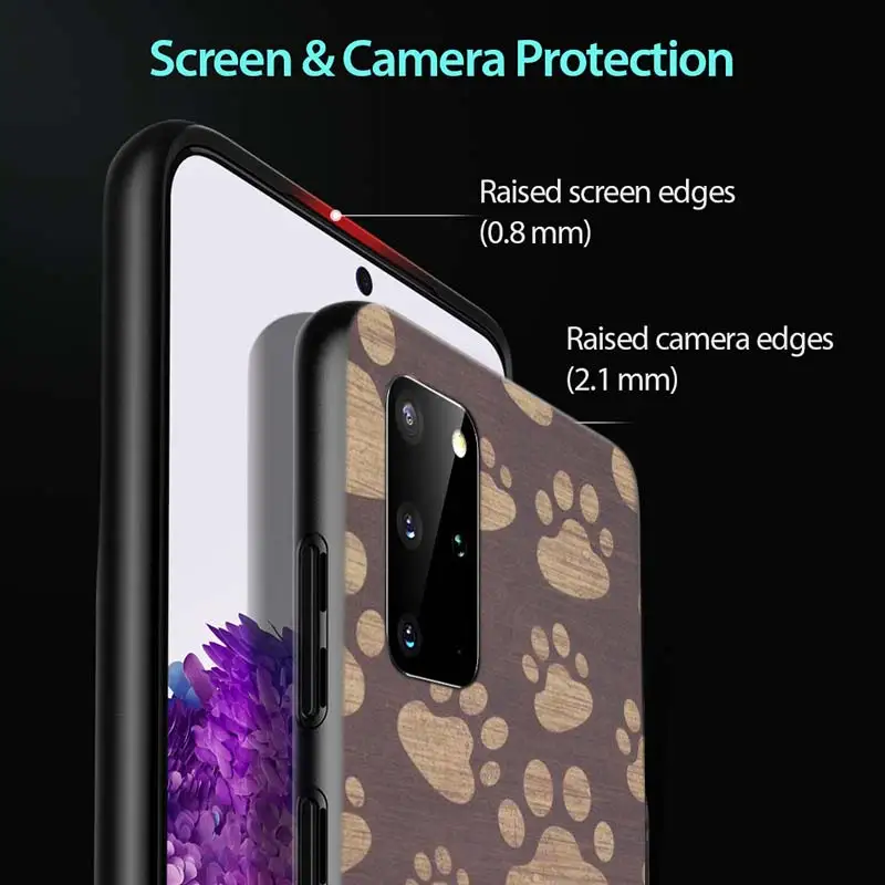 

dog foot Paw for Samsung Note 20 S20 Ultra Plus A91 A71 A51 A41 A31 A21 A21S A11 A01 Bright Black Phone Case