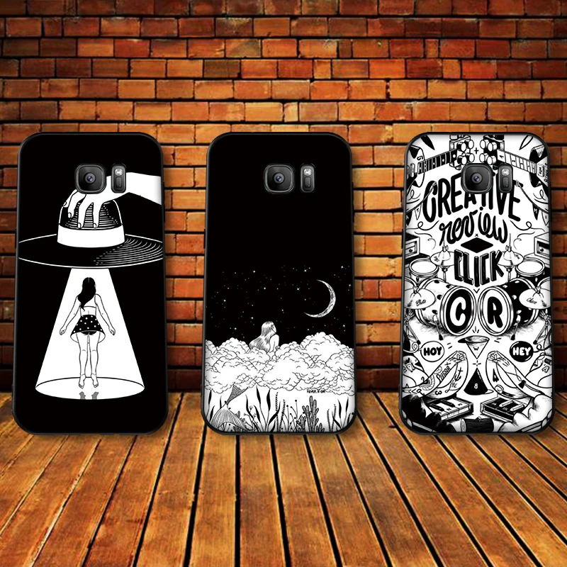 Черно белая для Samsung Note 8 девочек с космическим лепестком 9 M10 M20 M30 S6 S7 Edge S8 S9 S10 PLUS TPU