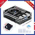 Акриловый прозрачныйпрозрачный и черный чехол 52Pi для Raspberry Pi 4, Модель B, охлаждающий вентилятор большого размера 4010 для Raspberry Pi 4