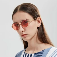 retro round sunglasses luxury brand designer women men red yellow clear lens vintage male metal circle frame sunglass for female