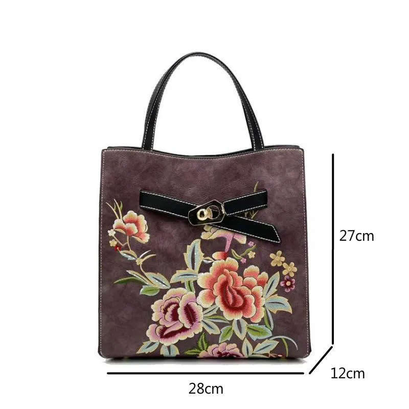 

Johnature Retro Women Bucket Bag 2021 New Luxury Handbag Chinese Style Embroidery Large Capacity Leather Female Shoulder Bags