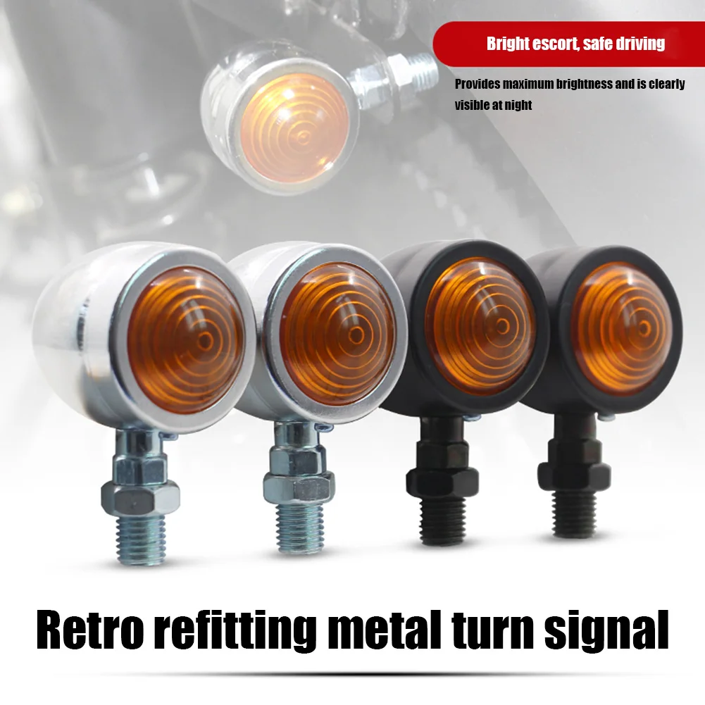

2pcs Motorcycle Turn Signals Lighting IP66 Waterproof LED Work Lamp Amber Lens Retro Motorbike Indicator Blinker Lights 12V