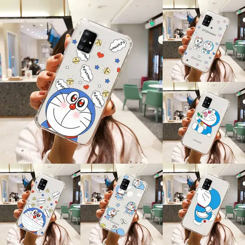 

Doraemon Cartoon robot cartoon Phone Case Transparent For Samsung A51 A50 A71 A70 A81 M60S Note S21 S 20 10 9 8 11 E Plus Ultra