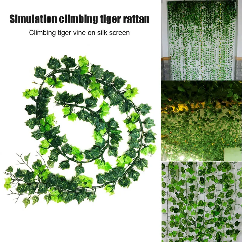 

100pcs Leaf 1 piece 2.4M Home Decor Artificial Ivy Leaf Garland Plants Vine Fake Foliage Flowers Creeper Green Ivy Wreath F2