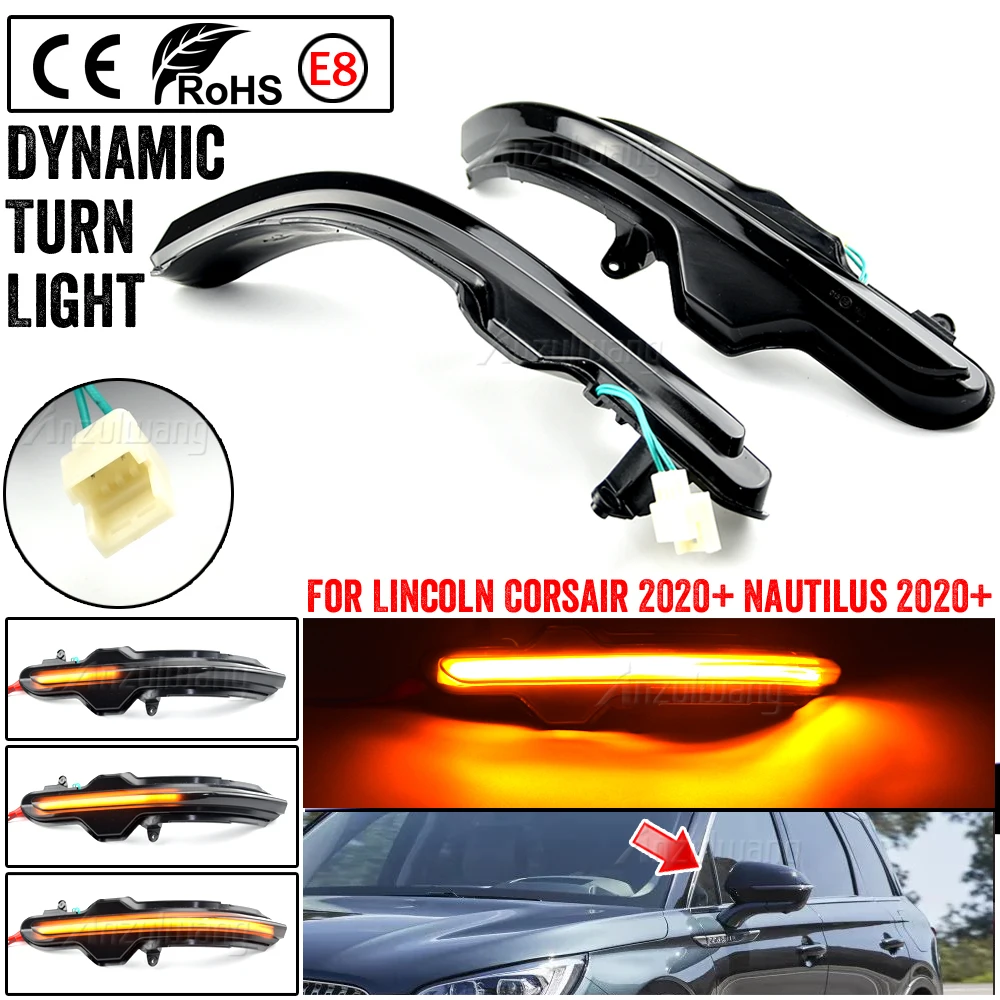 

Динамический поворотный сигнал для Lincoln Corsair Nautilus 2019 2020, светодиодный поворотный сигнал, потоковое зеркальное освещение