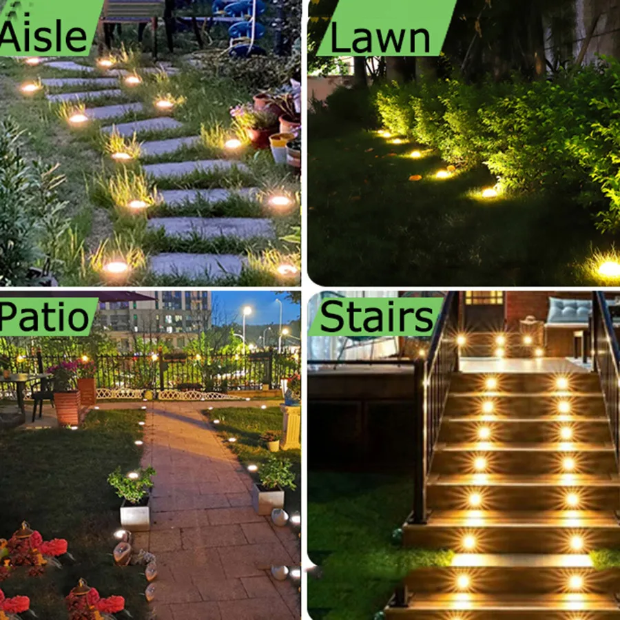 

LED Solar Ground Light Outdoor 8 LED Solar Garden Disk Light Landscape Solar Deck Lights For Deck Lawn Pathway Driveway Patio