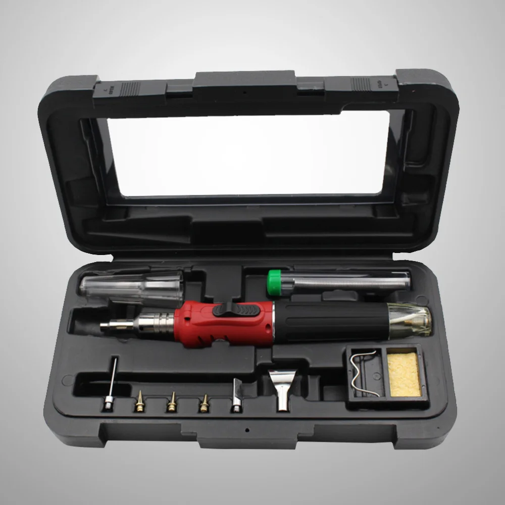 

Self-igniting Mutifunctional 10-in-1 Cordless Gas Soldering Iron Kit Welding Torch Kit Tool (Red)