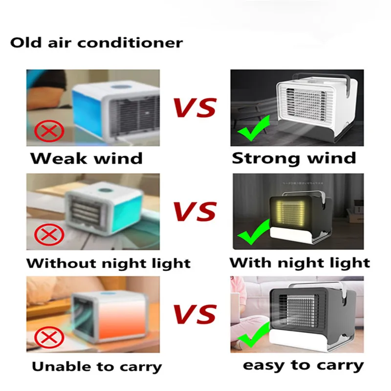 

Air Conditioner 4 in 1 Mini USB Personal Space Air Cooler Humidifier Purifier Desktop Cooling Fan for Office Household Outdoors