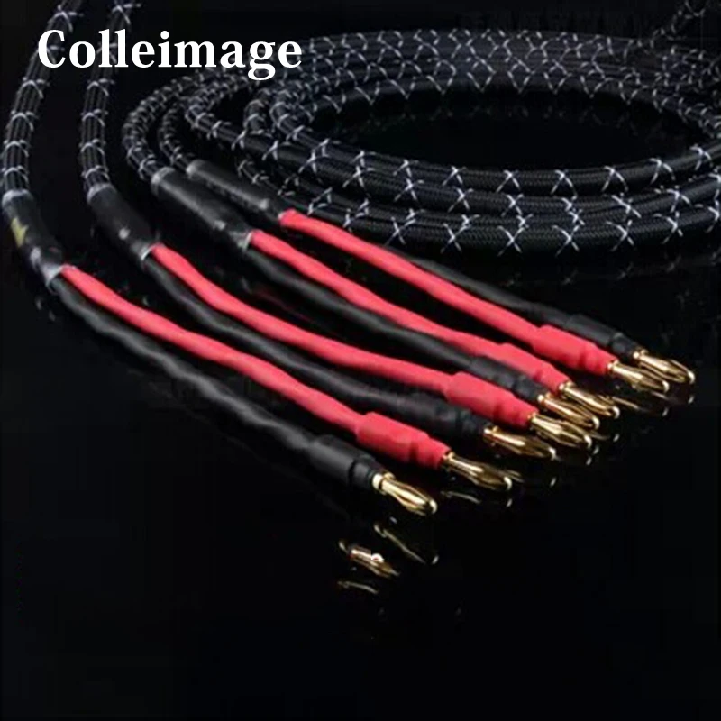 Кабели для динамиков Colleimage Hifi 6N из чистой меди банановый штекер 2 разъема