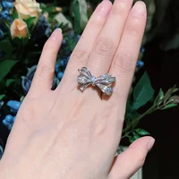 trend fashion bow zircon ring original high quality exquisite logo valentines day gift
