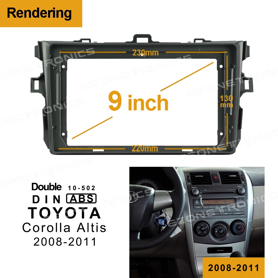 

1din 2Din автомобильный DVD-адаптер для рамы аудиофитинга комплекты отделки приборной панели 9 дюймов для Toyota Corolla Altis 2009-2013 радиоплеера