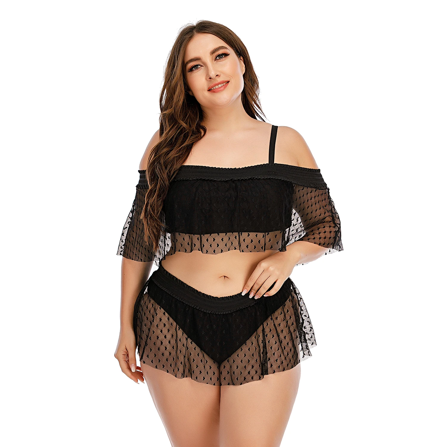 

Женский однотонный купальник-танкини из двух предметов