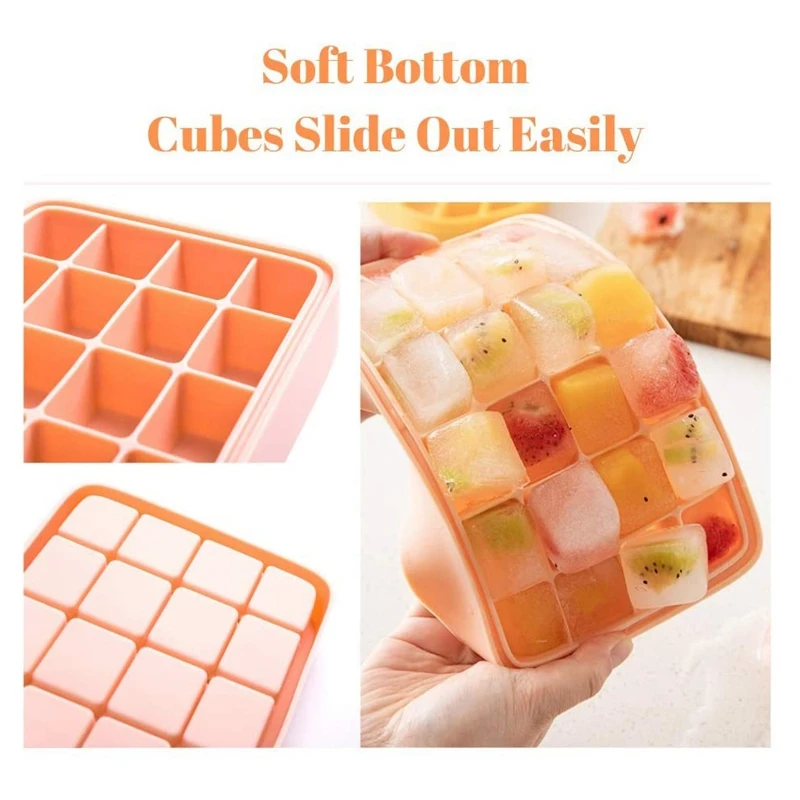 

2 PACK Silicone Ice Square Tray,24 Ice Ice Maker Molds with Removable Lid,for Whiskey/Wine/Cocktails
