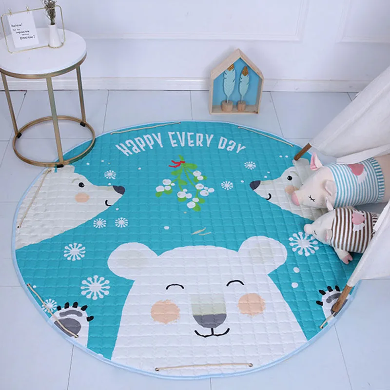polar bear Круглые коврики детские коврики Мультяшные животные детские напольные коврики игровой коврик ковер для детской комнаты городские дорожные коврики детские игровые коврики сумки для хранения игрушек - Цвет: polar bear