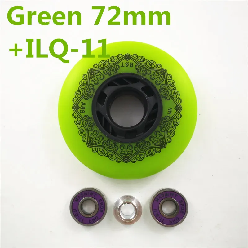 Green 72mm ILQ11 4 шт./партия 88A скользящие роликовые коньки колеса для Ролики SEBA hv High WFSC KSJ для Powerslide для RB раздвижные тормозные Дрифт колеса - Цвет: Green 72mm ILQ11