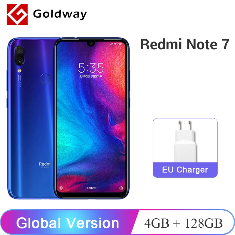Xiaomi Redmi Note 7 с глобальной версией, 4 Гб, 128 ГБ, Смартфон Snapdragon 660, четыре ядра, 48 Мп+ 5 МП, двойная камера, 6,3 дюйма, полный экран, 4000 мАч