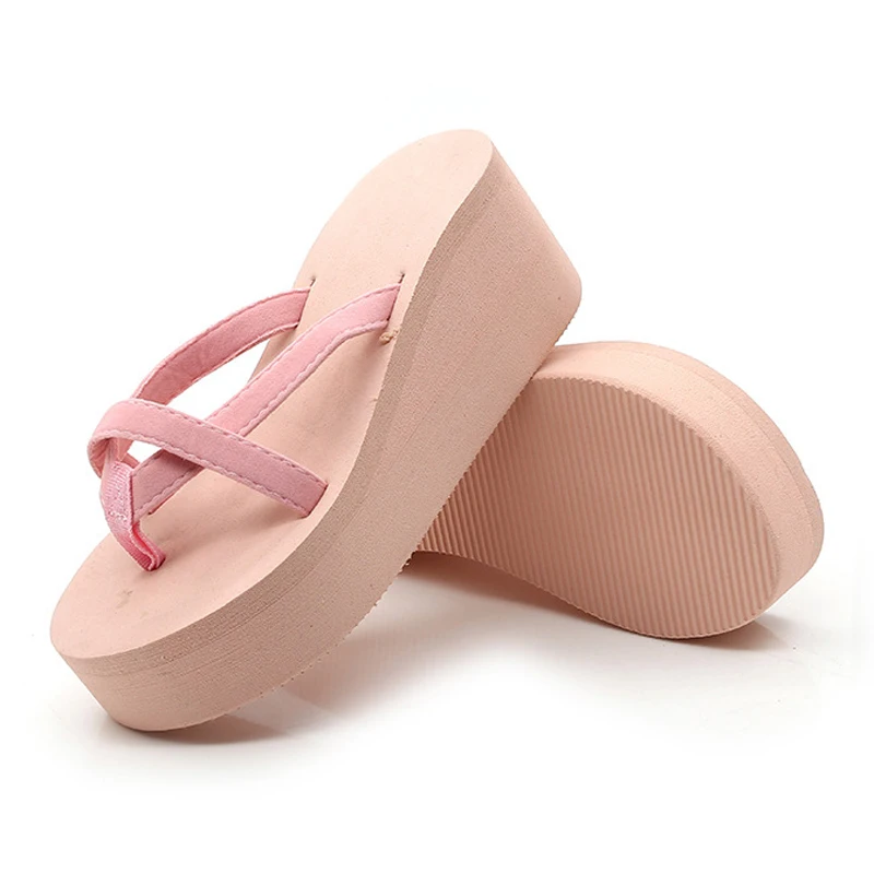 

Platform Sandals Women High Heel 2020 Summer Shoes Straped Slippers Beach Flip Flops Solid Slides Women