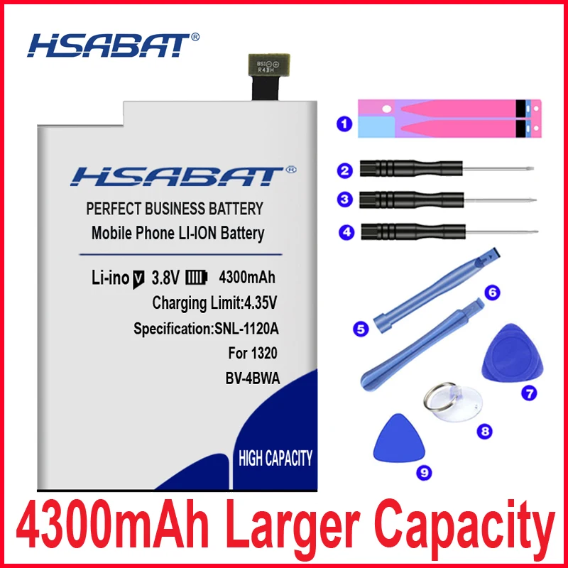 HSABAT Бесплатная доставка 4300mAh BV 4BWA/BV 4BWA/BV4BWA батарея для Nokia Lumia 1320|battery for|battery for nokianokia