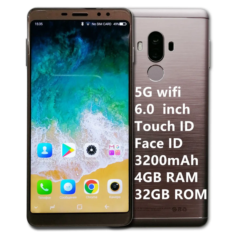 SANTIN S10 Pro 5G Wi Fi 3200 мА/ч 4 Гб Оперативная память 18:9 6 0 &quotсупер большой Экран Face ID Touch