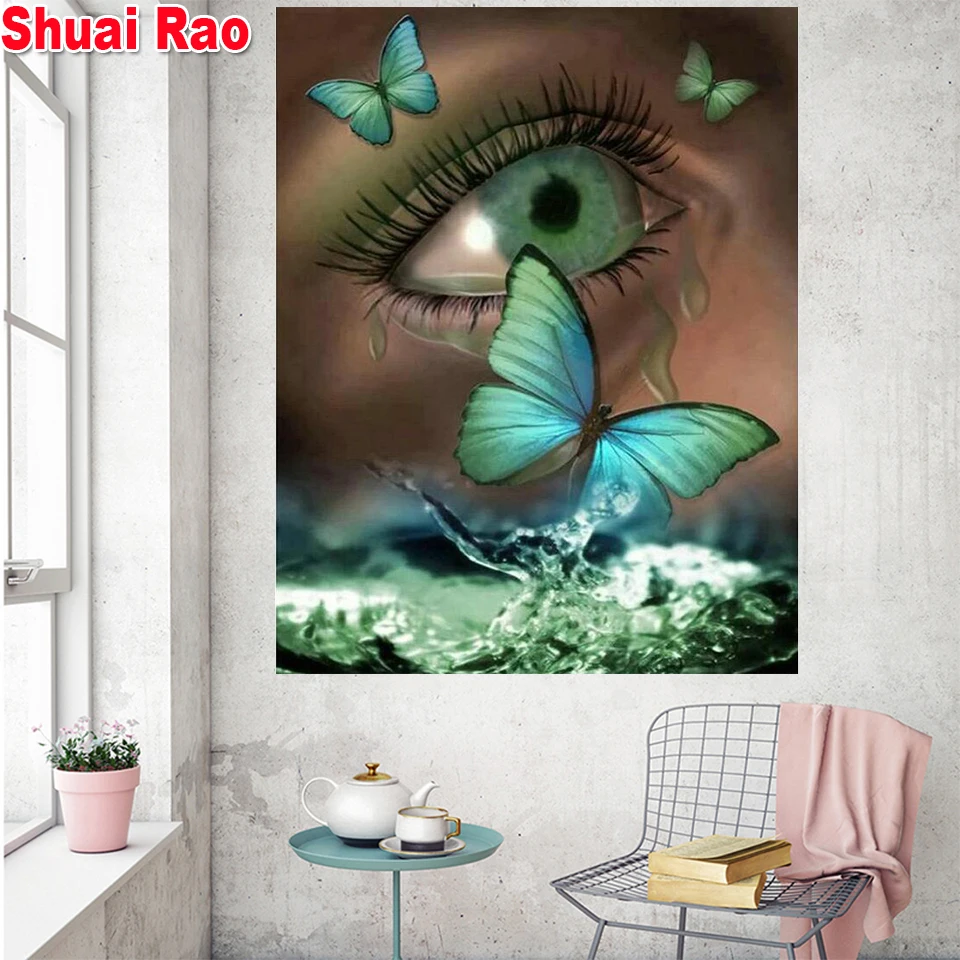 

butterfly eye diamond painting cross stitch 5d diy diamond mosaic full square/round diamond embroidery sea animal,gift