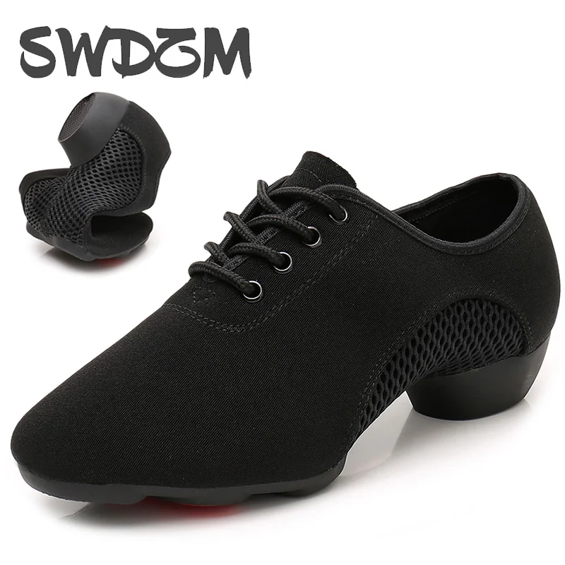 

SWDZM Women Latin Dance Shoes Modern Adult Ballroom Salsa Dancing Shoes Mesh Jazz Soft Outsole Tango Dance Sneakers for Ladies