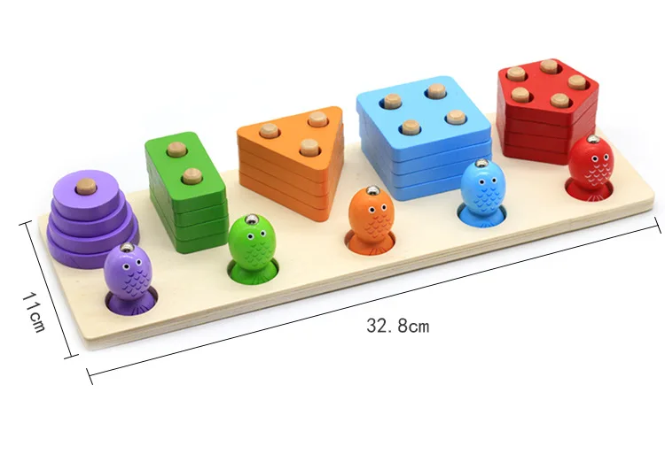 Деревянные геометрические формы магнитная рыбалка головоломка Монтессори