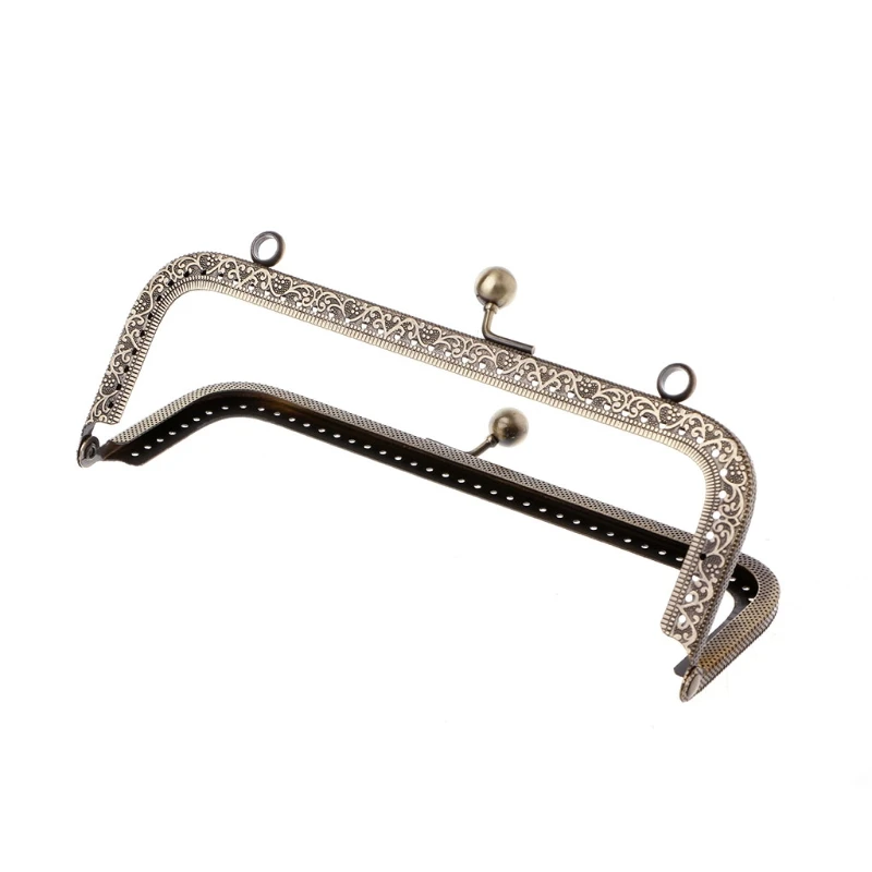 

1Pc DIY Purse Handbag Handle Coins Bags Metal Kiss Clasp Lock Frame DIY 18cm 23GE
