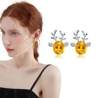 2pcs classic christmas animal deer antlers stud earrings for women fashion crystal earrings cute jewelry christmas gift brincos