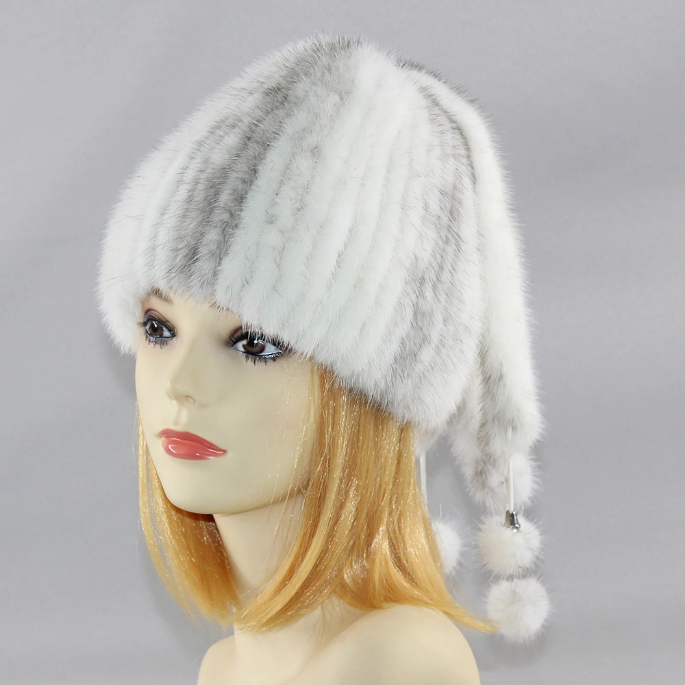 100% натуральный Лисий мех шапка из натурального меха норки Женская стили меховая