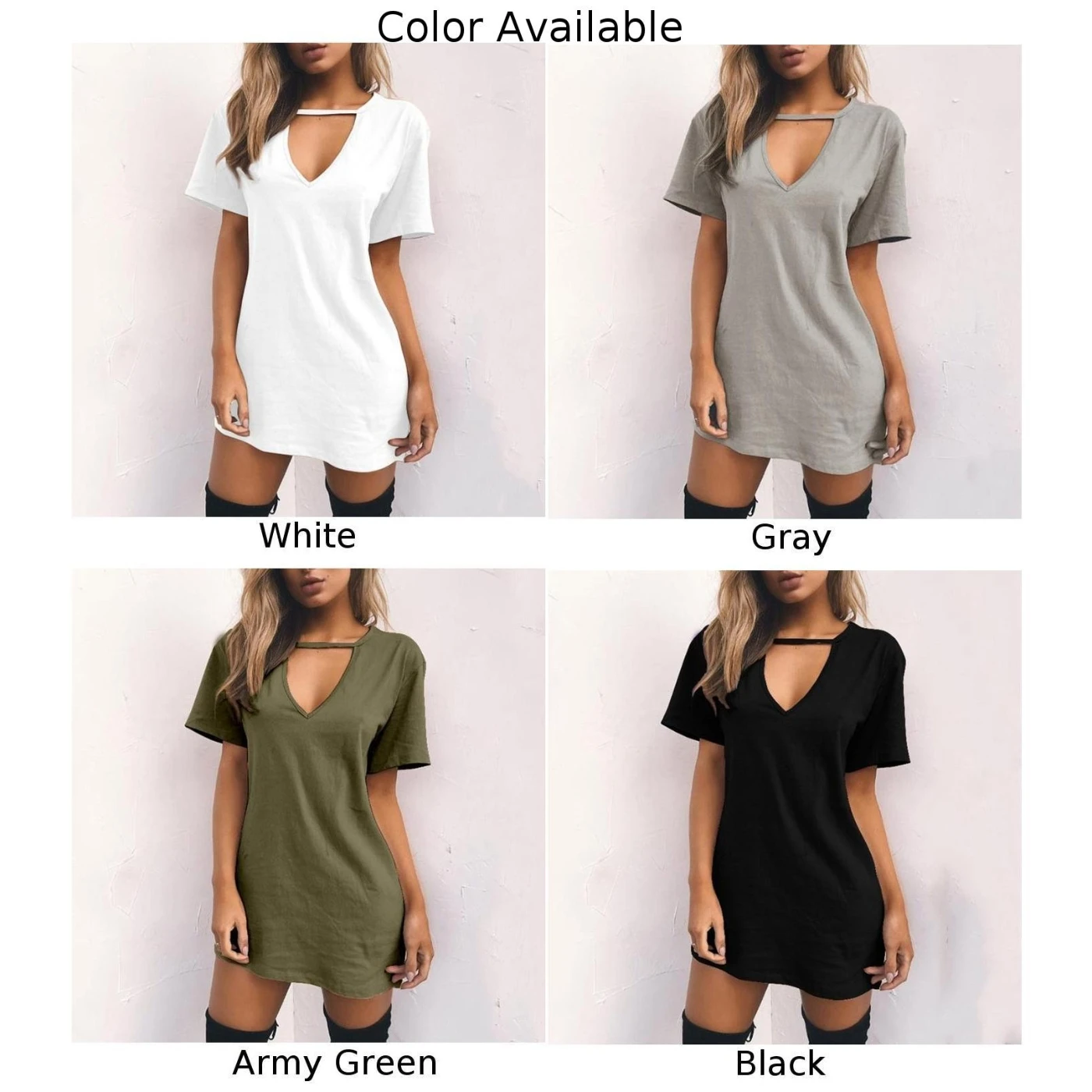 Стильные женские летние с коротким рукавом v-образным вырезом повседневные