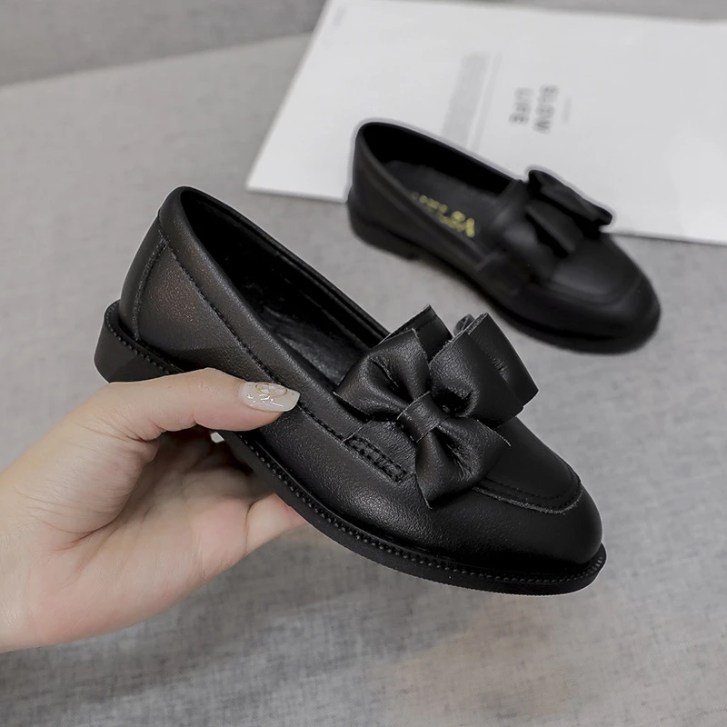 Мокасины из натуральной кожи для девочек туфли на плоской подошве лоферы
