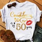 Футболка женская с графическим принтом, пикантная красная, с обратным отсчётом до 50 лет, подарок на день рождения, лето