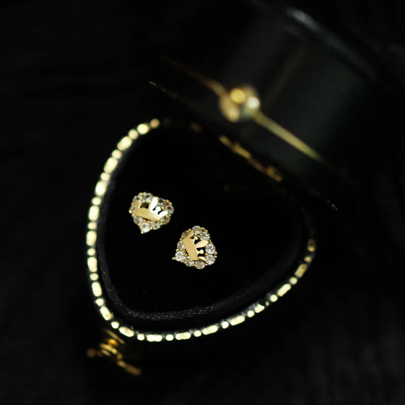 14K чистого золота в форме сердца короны с украшением виде кристаллов изысканные