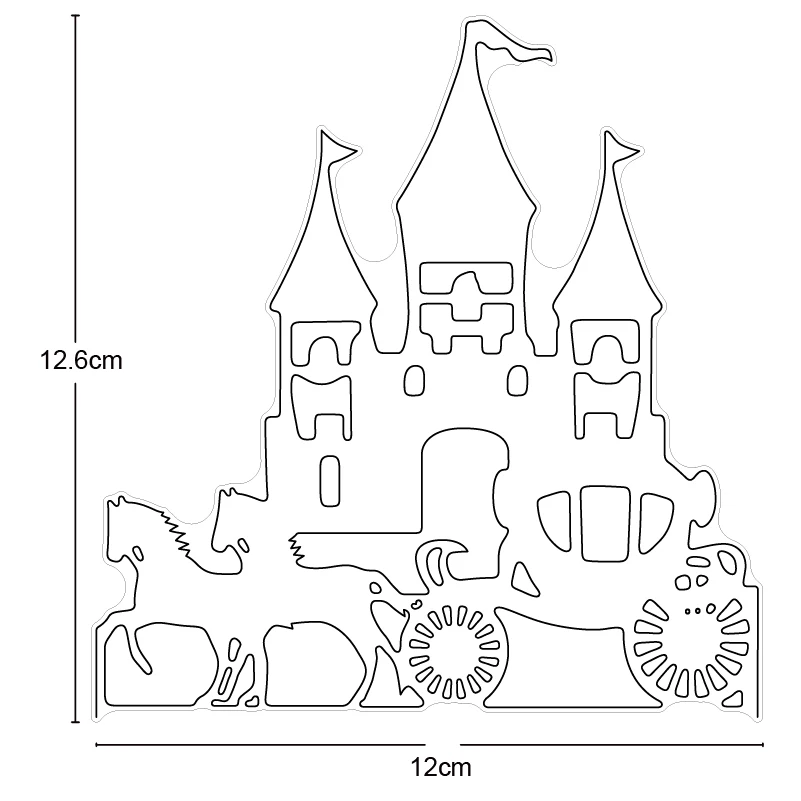 

Mobile Castle Metal Cutting Dies Cut Mold Horse Drawn Castle Scrapbook Paper Craft Knife Mould Blade Punch Stencil Die 2020 New