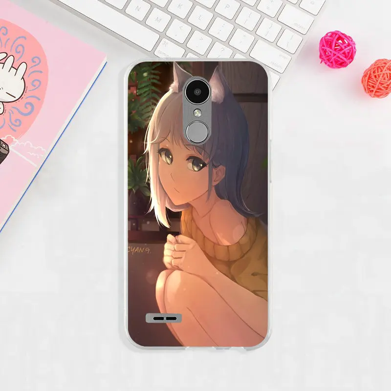 Аниме кошка девушка для LG G2 G3 Mini G4 Стилус G5 G6 G7 ThinQ K4 K7 K8 K10 2017 2018 Чехол Мягкий ТПУ