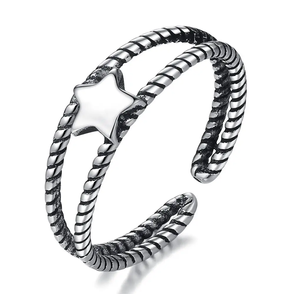 Металлические винтажные полые кольца со звездами для женщин и девочек