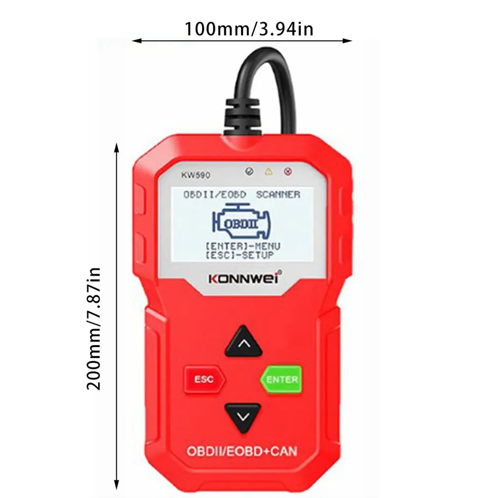 

KW590 OBDII/EOBD Scanner Car Code Reader Car Diagnostic Scan Tool With Easy-to-Read LCD Display Portable Bag