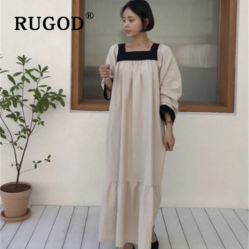 RUGOD новинка корейский стиль шикарное винтажное свободное квадратный воротник