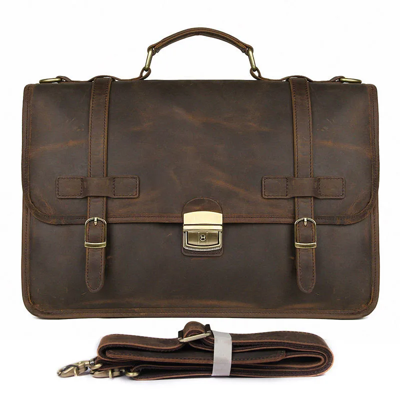 Luxury leather business men's briefcase British style exquisite cowhide business bag natural leather briefcase new