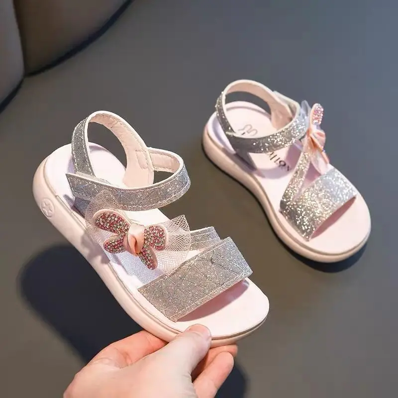 Сандалии для принцесс мягкая подошва летняя пляжная обувь маленьких девочек