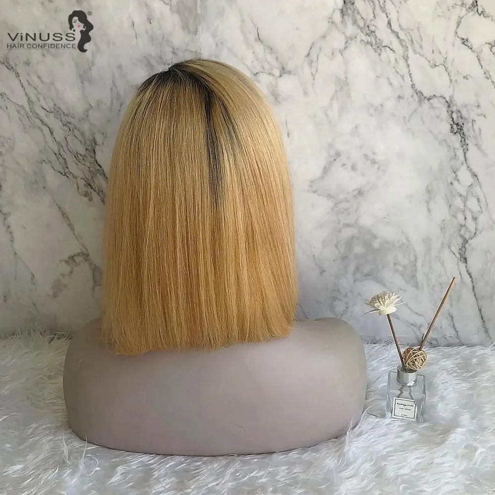 13*4 парик из натуральных волос на кружевном переде с коротким Бобом, предварительно выщипанный для черных женщин, прозрачный парик из натуральных волос с эффектом омбре 1b/27#, блонд Боб, парик с плотностью 150