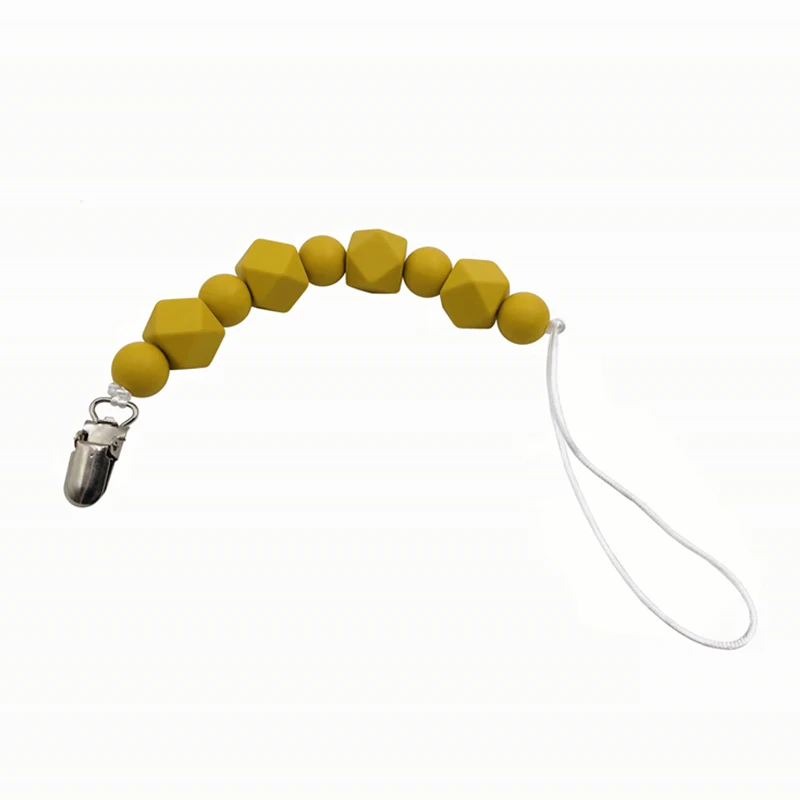 Cadena de mordedor para beb&eacute;, mordedor org&aacute;nico, dentici&oacute;n Natural de agarre de juguete, cuentas de silicona, mordedor para beb&eacute; reci&eacute;n nacido, regalo DIY para beb&eacute;-4