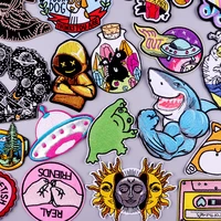 embroidered patches for clothing owl shark animal stripes iron on patches cartoon ufo stickers flower patch diy decoration badge
