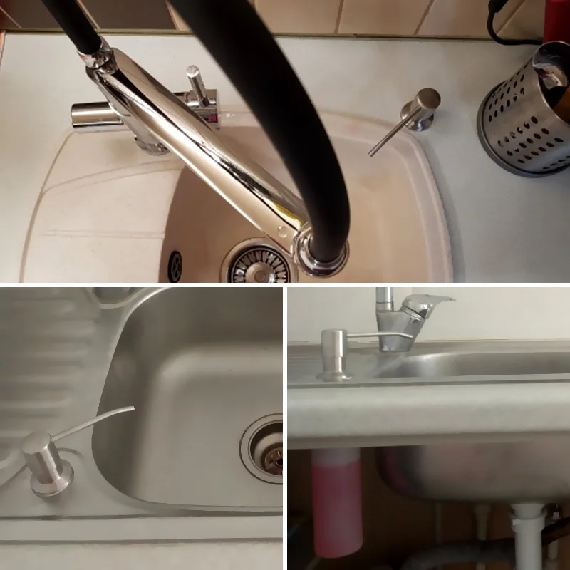 

Stainless Steel Liquid Soap Dispensers Sink Soap Dispenser with 300ml Bottles Bathroom Lotion Dispenser Kitchen Accessories