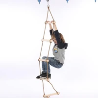 wooden rope ladder multi rungs safe sports rope swing swivel rotary connector tools children activity climbing game toys