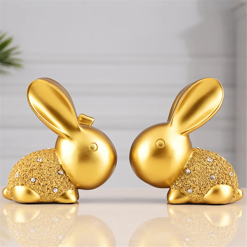 

Ornaments Decoration Living Room Wine Cabinet Clapboard Crafts Resin Statue Home Decor Lucky Rabbit Creative Office Decorations