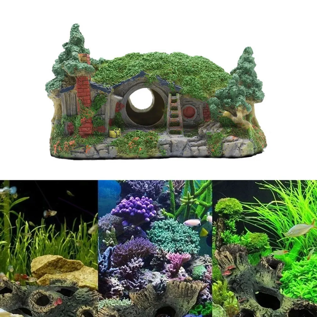 

Aquarium Decoration Fish Shelter House Resin Crafts Fish Tank Decoration Fish Tank Supplies Simulation Escape Hole